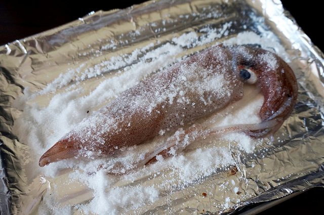綜合海鮮沙拉．生煎干貝．小卷麵線．鹽烤小卷